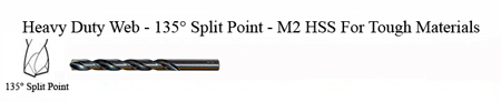 DRILL BIT - METAL CUTTING - JOBBER<br><font size=3><b>#40 Hvy Dty 135° Split Point - HSPD Bit (ea)