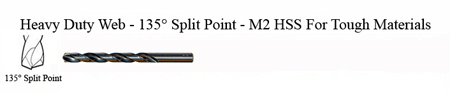 DRILL BIT - METAL CUTTING - JOBBER<br><font size=3><b>#42 Hvy Dty 135° Split Point - HSPD Bit (ea)