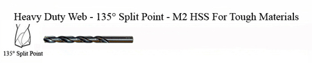 DRILL BIT - METAL CUTTING - JOBBER<br><font size=3><b>#43 Hvy Dty 135 Split Point - HSPD Bit (ea)