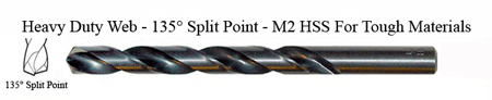 DRILL BIT - METAL CUTTING - JOBBER<br><font size=3><b>27/64 Hvy Dty 135 Split Pnt - HSPD Bit (USA)