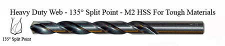 DRILL BIT - METAL CUTTING - JOBBER<br><font size=3><b>7/16 Hvy Dty 135 Split Pnt - HSPD Bit (USA)