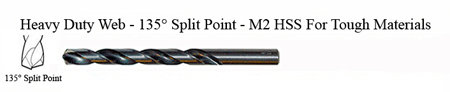 DRILL BIT - METAL CUTTING - JOBBER<br><font size=3><b>7/32 Hvy Dty 135 Split Pnt - HSPD Bit (USA)