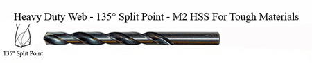 DRILL BIT - METAL CUTTING - JOBBER<br><font size=3><b>9/32 Hvy Dty 135 Split Pnt - HSPD Bit (USA)