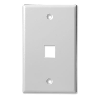 PLUG & JACK - DATACOM - KEYSTONE PLATE<br><font size= 3><b>OVERSIZE White 1-Port Keystone Plate (ea)