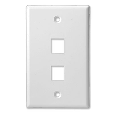 PLUG & JACK - DATACOM - KEYSTONE PLATE<br><font size= 3><b>OVERSIZE White 2-Port Keystone Plate (ea)