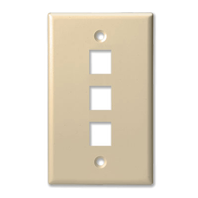 PLUG & JACK - DATACOM - KEYSTONE PLATE<br><font size= 3><b>Ivory 3-Port Keystone Plate (ea)