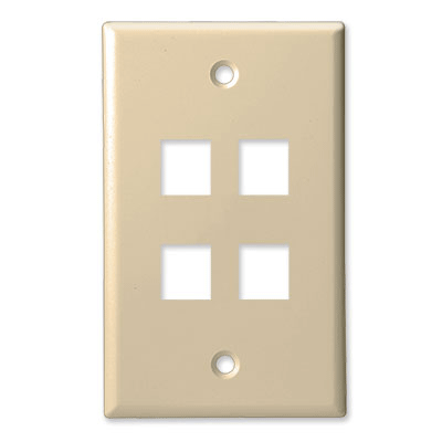 PLUG & JACK - DATACOM - KEYSTONE PLATE<br><font size= 3><b>Ivory 4-Port Keystone Plate (ea)