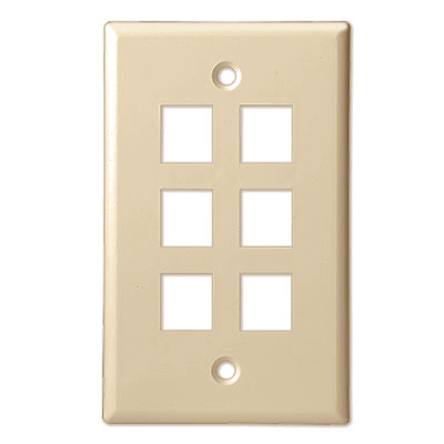 PLUG & JACK - DATACOM - KEYSTONE PLATE<br><font size= 3><b>Ivory 6-Port Keystone Plate (ea)