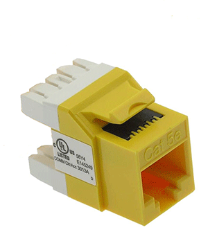 PLUG & JACK - DATACOM - KEYSTONE JACK<br><font size= 3><b> CAT 5e (Yellow) 180° Keystone Jack