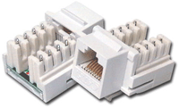 PLUG & JACK - DATACOM - KEYSTONE JACK<br><font size= 3><b> CAT 5e (White) 90° Keystone Jack