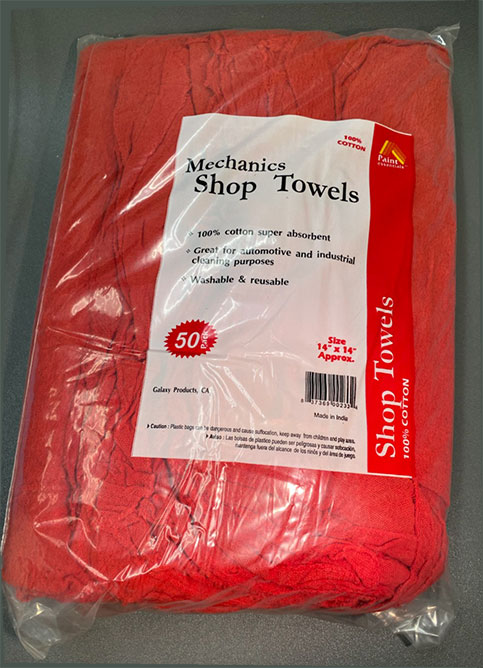 GENERAL SUPPLY-TOWEL WIPING RAGS<br><font size=3><b>Terry Towel (Red) (50/PK)