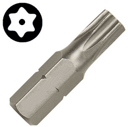 TOOL - DRIVER - INSERT BIT<br><font size=3><b>T10 TORX w/pin Insert Bit  for #6 Button Hd Screw (ea)