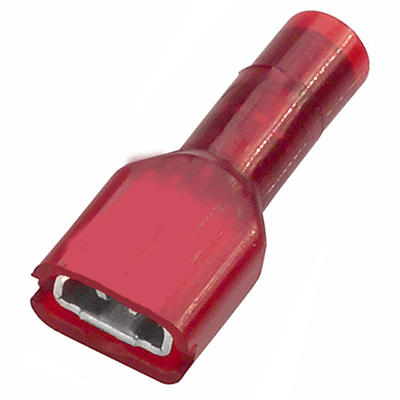 CONNECTOR - CRIMP - DISCONNECT - NYLON <br><font size=3><b>22-18 Prem Red Nylon Female .250 (1000)