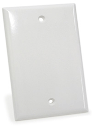 PLUG & JACK - PLATE - BLANK<br><font size= 3><b>WHITE 1-Gang OVERSIZED Blank Plate