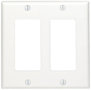 PLUG & JACK - DATACOM - DECORA - KEYSTONE<br><font size= 3><b>White 2-Gang Decora Outer-Plate (ea)