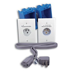HOME THEATER - ELECTRICAL BRIDGE<br><font size=3><b>IVORY 1-Gang, 1-Outlet Flat Panel Install Set