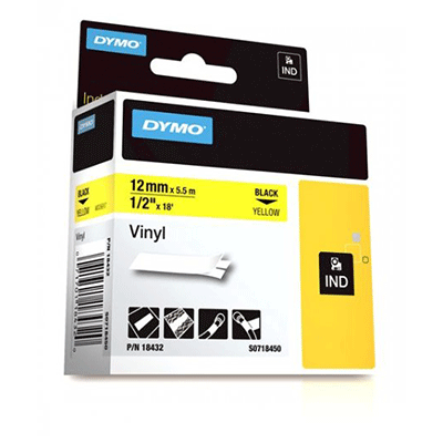 WIRE ID PRODUCTS -  LABELS - RHINO<br><font size=3><b>1/2 YELLOW Vinyl Label Cartridge (ea)