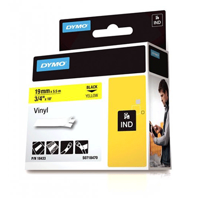 WIRE ID PRODUCTS- RHINO<br><font size=3><b>3/4 YELLOW Vinyl Label Cartridge (ea)