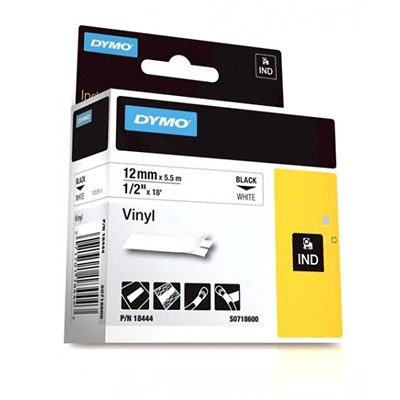 WIRE ID PRODUCTS -  LABELS - RHINO<br><font size=3><b>1/2 WHITE Vinyl Label Cartridge (ea)