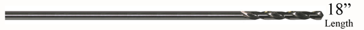 DRILL BIT-EXTENDED RIGID <br><font size=3><b>3/16 x 18 Aircraft Ext.  HSPD 135&deg; Split Pt. Bit