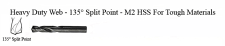 DRILL BIT - METAL CUTTING - STUBBY<br><font size=3><b>#30 x 1-15/16 135° Split Pnt - HSPD Bit (ea)