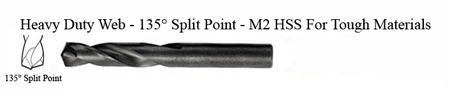 DRILL BIT - METAL CUTTING - STUBBY<br><font size=3><b>3/8 x 3-1/8 135 Split Pnt-HSPD Bit (ea)