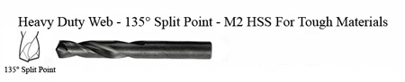 DRILL BIT - METAL CUTTING - STUBBY<br><font size=3><b>9/32 x 2-11/16 HD 135° Split Pnt-HSPD Bit (ea)