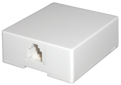 PLUG & JACK - TELECOM - JACK - SURFACE <br><font size= 3><b>RJ11 (6P4C) White SURFACE Mount (ea)