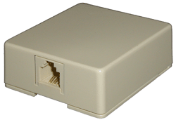 PLUG & JACK - TELECOM - JACK - SURFACE<br><font size= 3><b>RJ11 (6P6C) Ivory SURFACE Mount (ea)