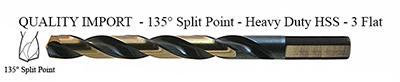 DRILL BIT - METAL CUTTING - JOBBER<br><b><font size=2>27/64 Hvy Dty 135 Split Pnt - HSPD Bit IMPORT