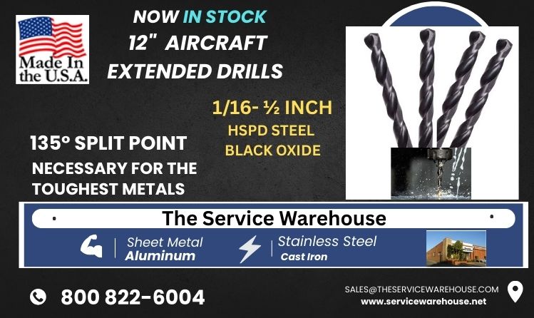 12 aircraft extended drill bits