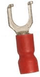 CONNECTOR -  SPADE - FLANGED<br><b>22-16 Red Flanged Vinyl Spade #6 Stud .146 (100)