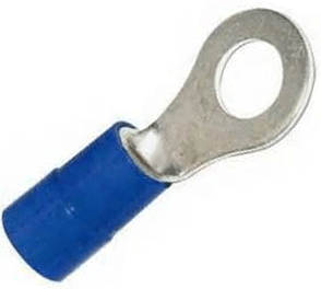 CONNECTOR - CRIMP - RING - VINYL<br><font size=3><b>16-14 Blue Vinyl Ring #10 Stud (100)