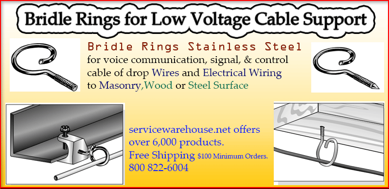 Bridle rings for low voltage cable support