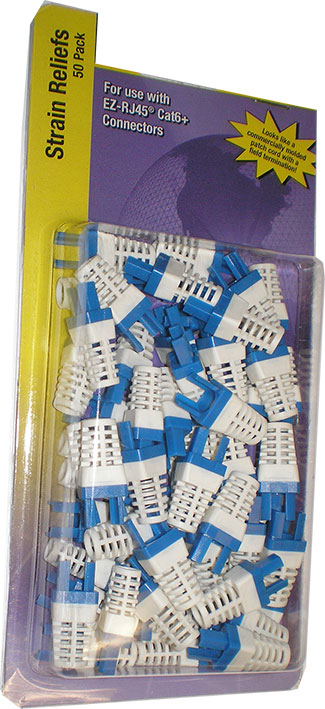 PLUG & JACK - DATACOM - PLUGS<br><font size= 3><b>Blue CAT 6 Strain Relief Boot (ea)