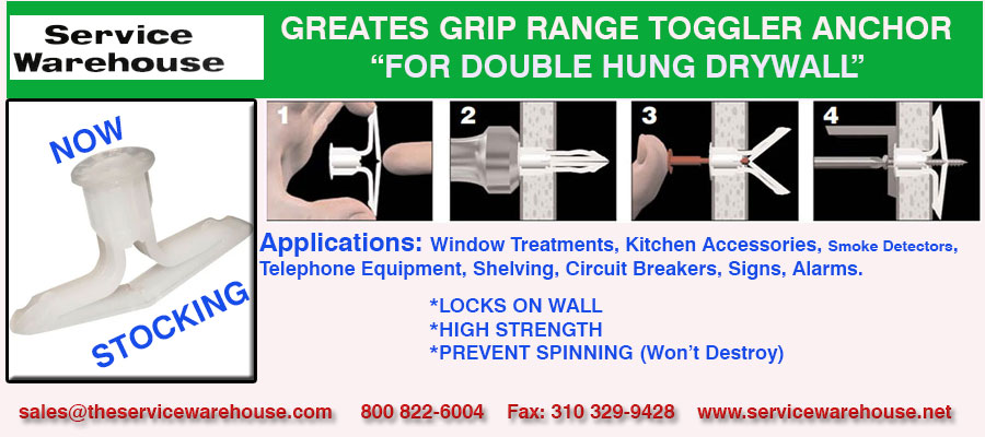 grip range toggler for doube hung drywall