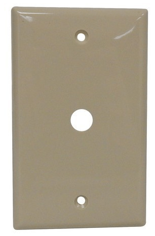 PLUG & JACK - PLATE -<br><font size= 3><b>IVORY Lexan 1-Gang Wall Plate For Cable (.406) Hole