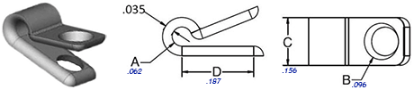 WIRE CLAMP - NYLON <br><font size= 3><b>Mini Nylon Cable Clamp for (.062-.005) Cable (100)