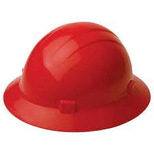 SAFETY - APPAREL - HELMET - 6 POINT <br><font size=3><b>RED FULL BRIM Ratcheting Omega II Helmet