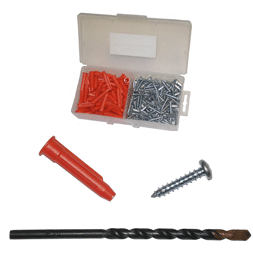 ANCHOR - PLASTIC - ROSETTE<br><font size=3><b>1/4 x 1-1/2 KIT w/10 x 2 Hex Hd & 1/4 Bit (50)