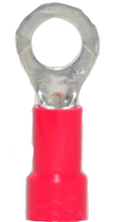 CONNECTOR - CRIMP - RING - VINYL<br><font size=3><b>22-18 Red Vinyl Ring #10 Stud (1,000)