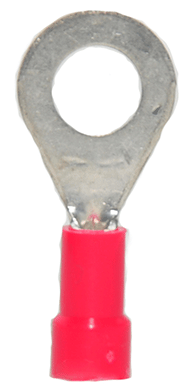 CONNECTOR - CRIMP - RING - VINYL-OverStock<br><font size=3><b>22-18 Red Vinyl Ring 1/4 Stud (1,000)