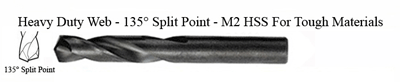 DRILL BIT - METAL CUTTING - STUBBY<br><font size=3><b>1/2 x 3-3/4 135 Split Pnt-HSPD Bit (ea)