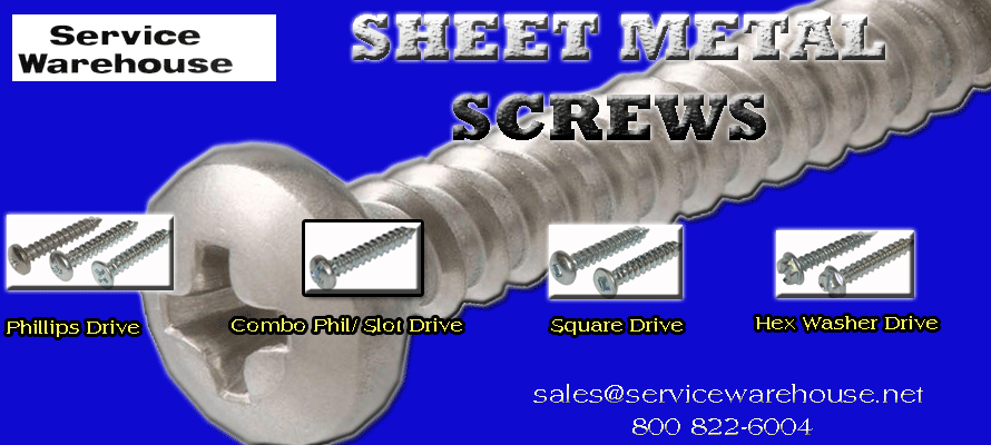 Fasteners at Service Warehouse Sheet metal screws
