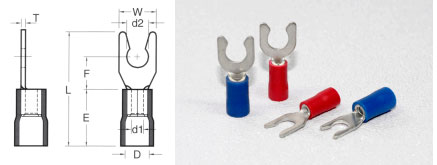 CONNECTOR - CRIMP - SPADE - VINYL<br><b>16-14 Snap Red Spade Connector (#6 Stud) 1,000