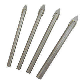 DRILL BIT - GLASS & CERAMIC -SPEAR <br><font size=3><b>5 PC Spear Pointed Glass Drill Set