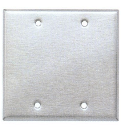 PLUG & JACK - PLATE - BLANK<br><font size= 3><b>STAINLESS STEEL 2-Gang Blank Plate