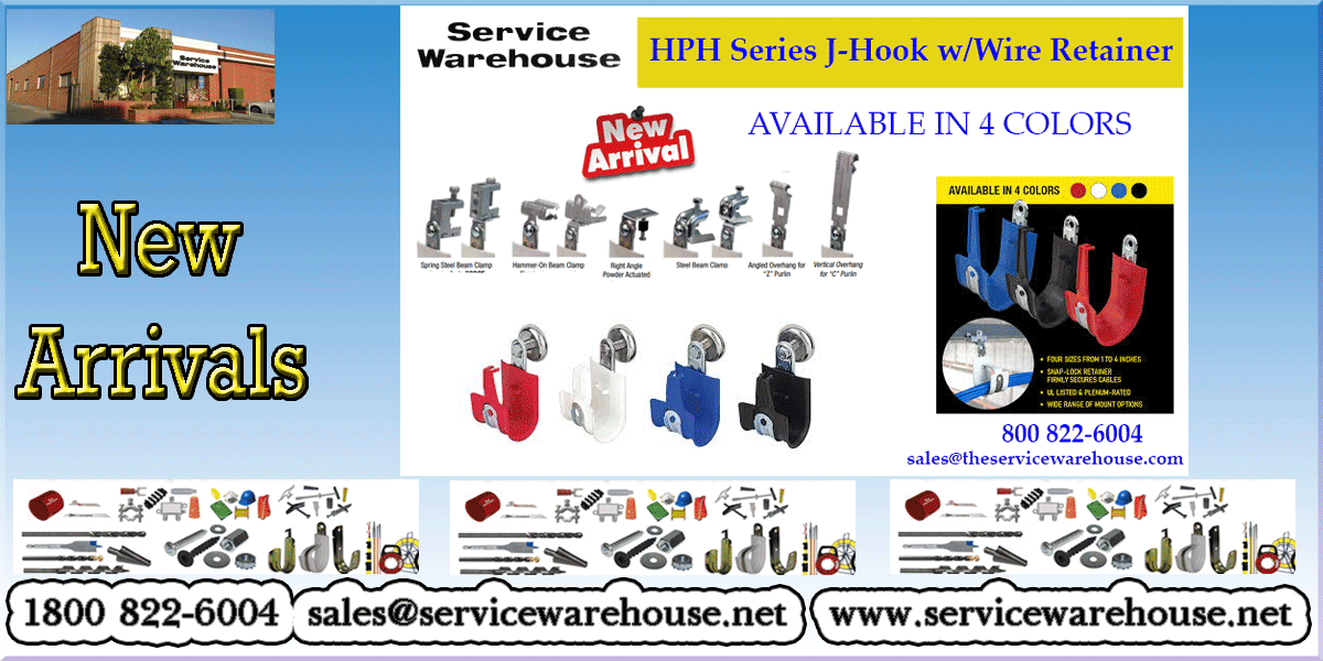 hph series J-Hooks with wire retainer