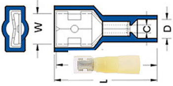 CONNECTOR-CRIMP-DISCONNECT-HEAT SHRINK<br><font size=3><b>12-10 Yellow Heat Shrink Female .250 (100)