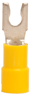CONNECTOR - CRIMP - SPADE - VINYL<br><b>12-10 Snap Yellow Spade Connector (#8 Stud) 100